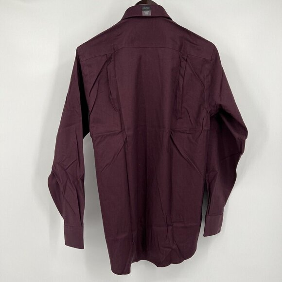 AWEARNESS Kenneth Cole Mens Slim Fit Non-Iron Stretch Shirt 15.5 32/33 Burgundy - Picture 3 of 6